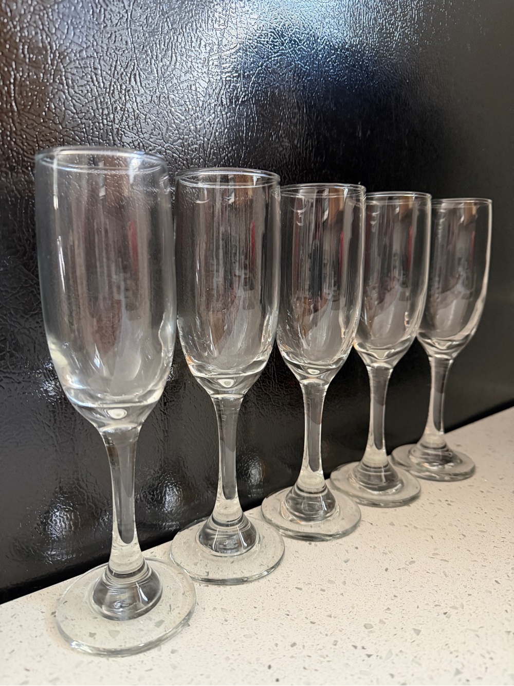 Clear Glass Champagne Flutes - Set of 5